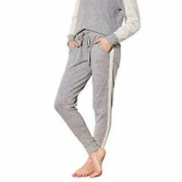 Flora Nikrooz Harbor Pajama Sweatpants Grey with Lace Side Stripe Size Small - Picture 1 of 7